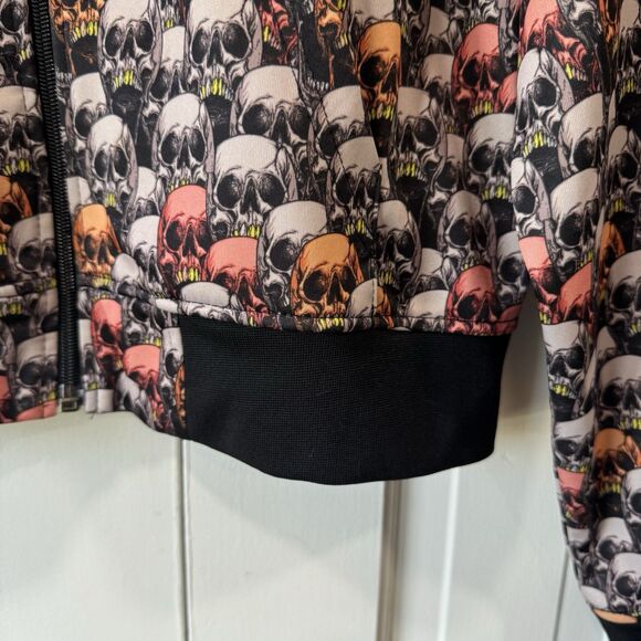 Fifty 24SF Gallery Zipper Hoodie Jacket L All Over Skull Print Grunge Y2k 90s - Picture 6 of 12